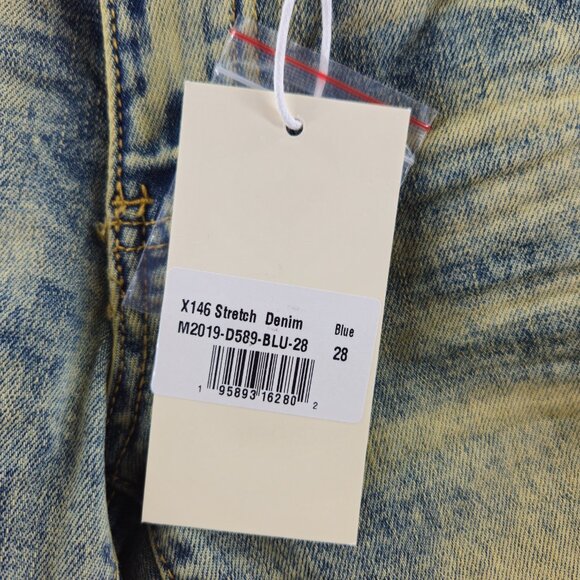 mnml X146 Stretch Denim Jeans Mens 28 Blue Distressed Slim Fit Stacked Skinny - Picture 5 of 16